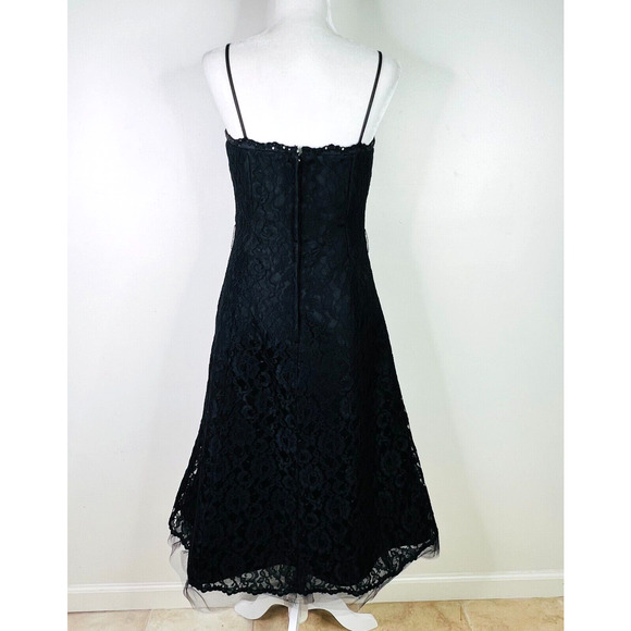 Mori‎ Lee by Madeline Gardner Dress Sz 13/14 Fit 10/12 Black Floral Lace No Belt - Picture 4 of 15